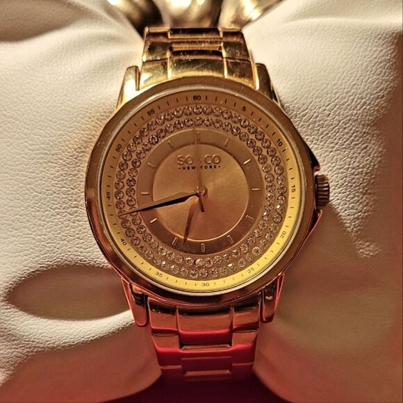 SO & CO ROSE GOLD LINK BRACELET WATCH - Picture 1 of 3